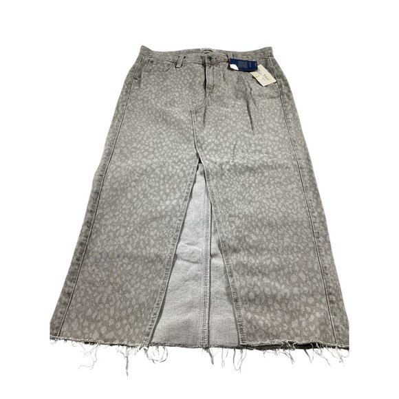 Universal Thread Womens Midi Skirt Size 10 Leopard Print Frayed Hem NWT Relaxed - Picture 1 of 9